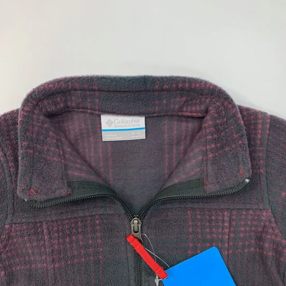 Columbia Jacket Youth Toddler 6-12‎ Month Gray Pink Zing III Fleece Zip Up Plaid